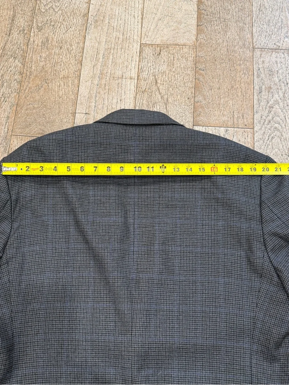 Brooks Brothers Wool Sport Coat Blazer 46R Charcoal Houndstooth Blue Windowpane